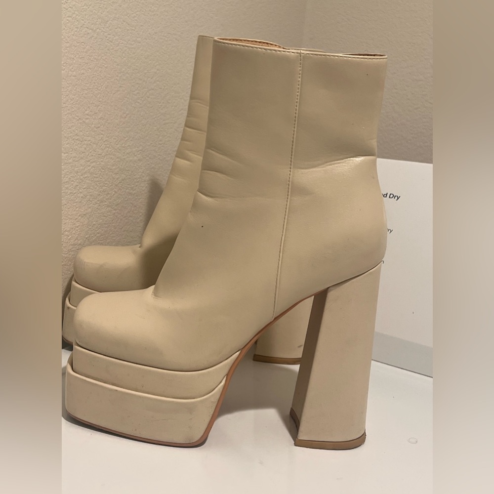 Cream colored platform boots